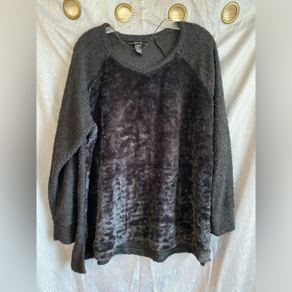 Style & Co black faux fur sweater XL